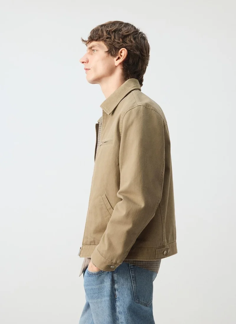 Mango Man  Corduroy collar denim jacket for Men | Best Price UAE